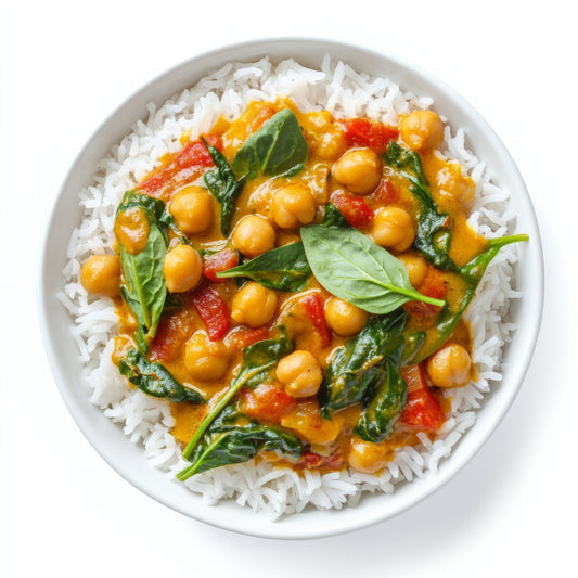 Chickpea Spinach & Coconut Curry With Rice